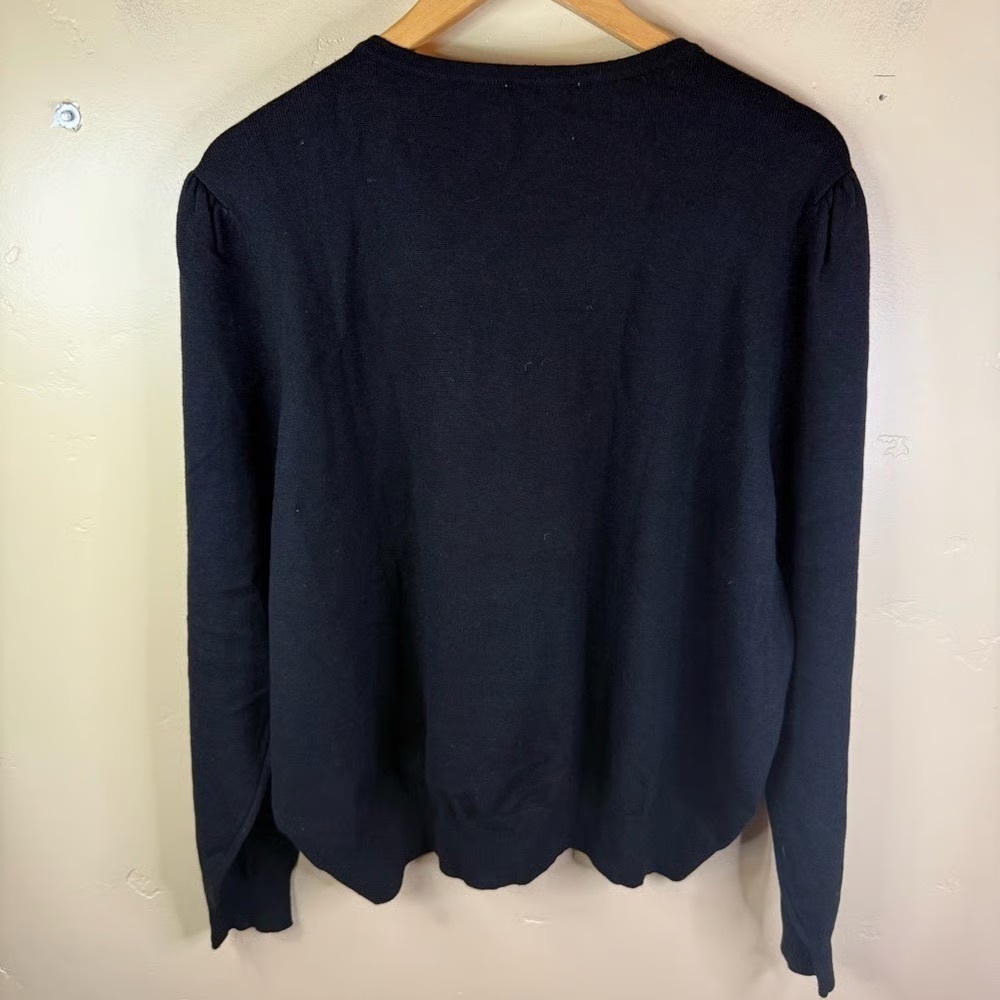Draper James RSVP New Size L Black Removable Beaded Collar Long Sleeves Sweater - Picture 7 of 10
